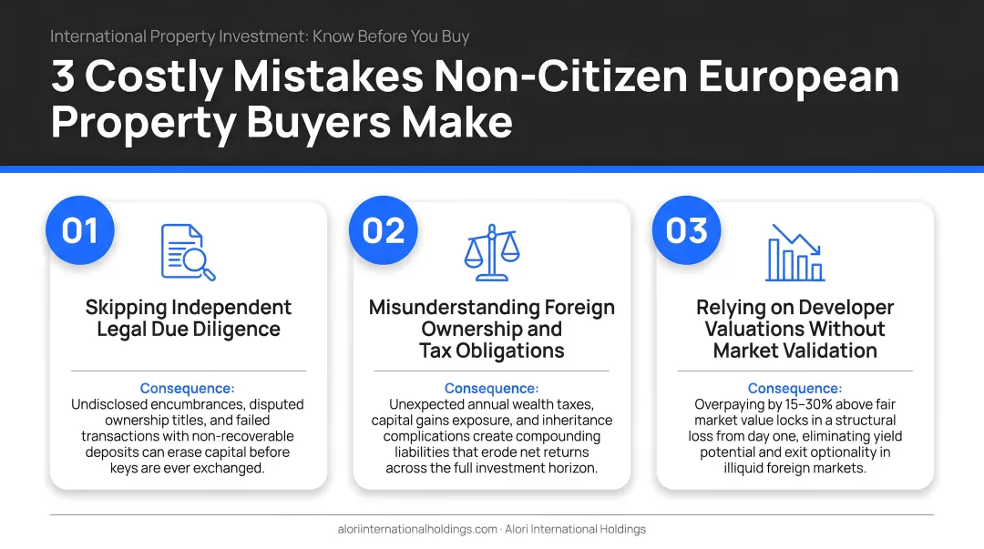 Three most common mistakes non-citizen European property buyers make and consequences