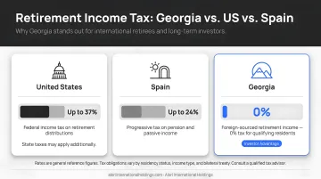 Georgia versus US and Spain retirement income tax rate comparison chart