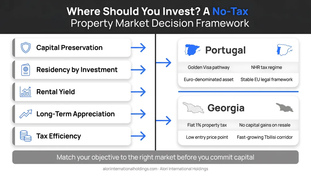 European no-tax property market decision framework matching investor goals to countries