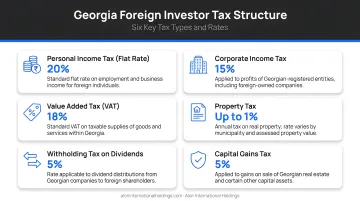 Georgia foreign investor tax structure overview showing six key tax types and rates