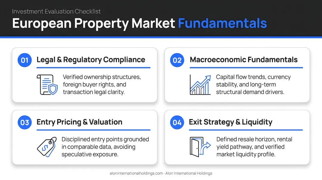 Four key investment fundamentals checklist for European property market evaluation