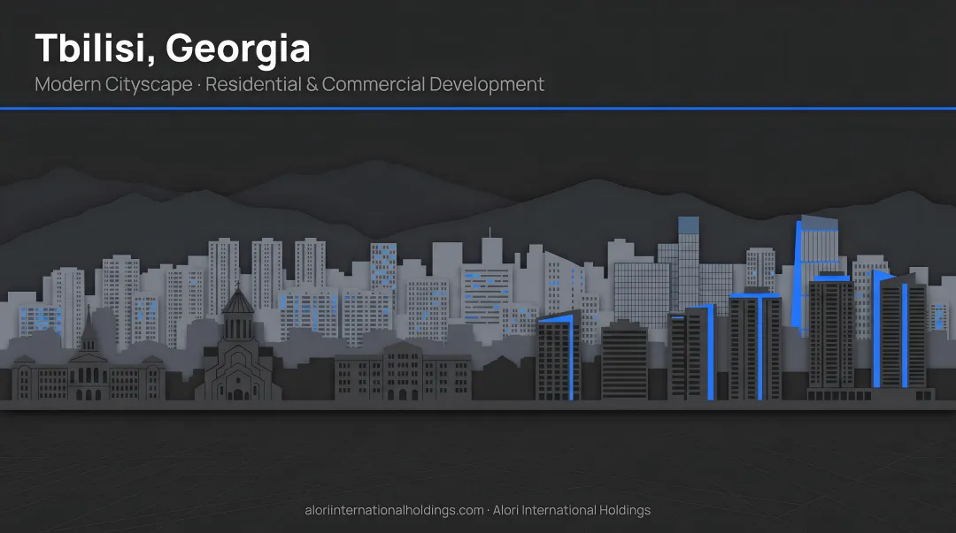 Tbilisi Georgia modern cityscape skyline with residential and commercial development