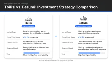 Tbilisi versus Batumi real estate investment strategy comparison rental yields and market type