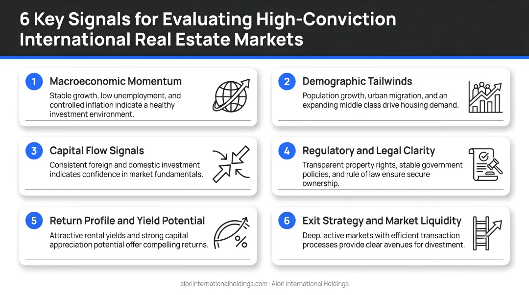 Six key signals for evaluating high-conviction international real estate markets checklist