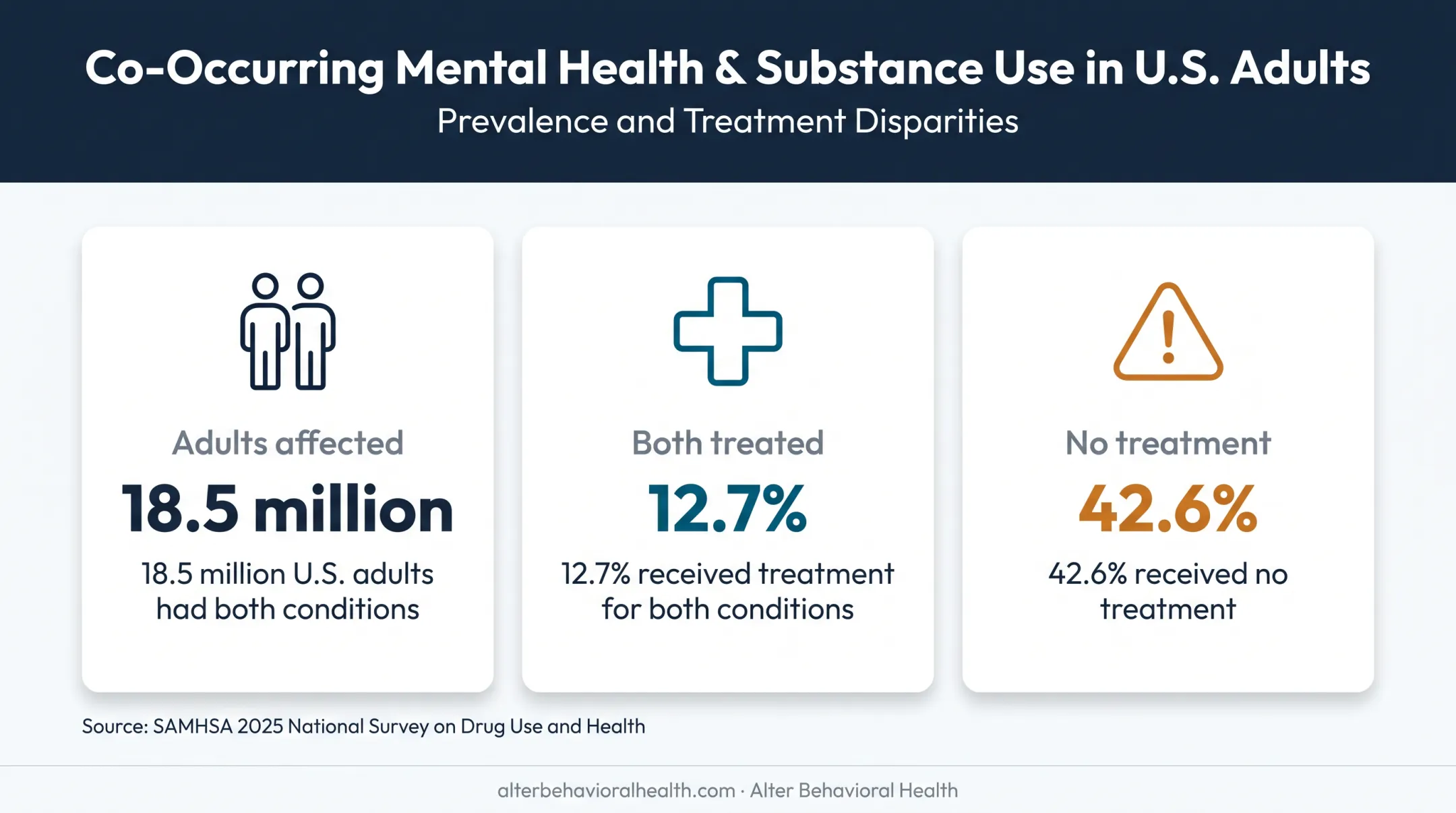 Dual diagnosis treatment statistics among U.S. adults infographic