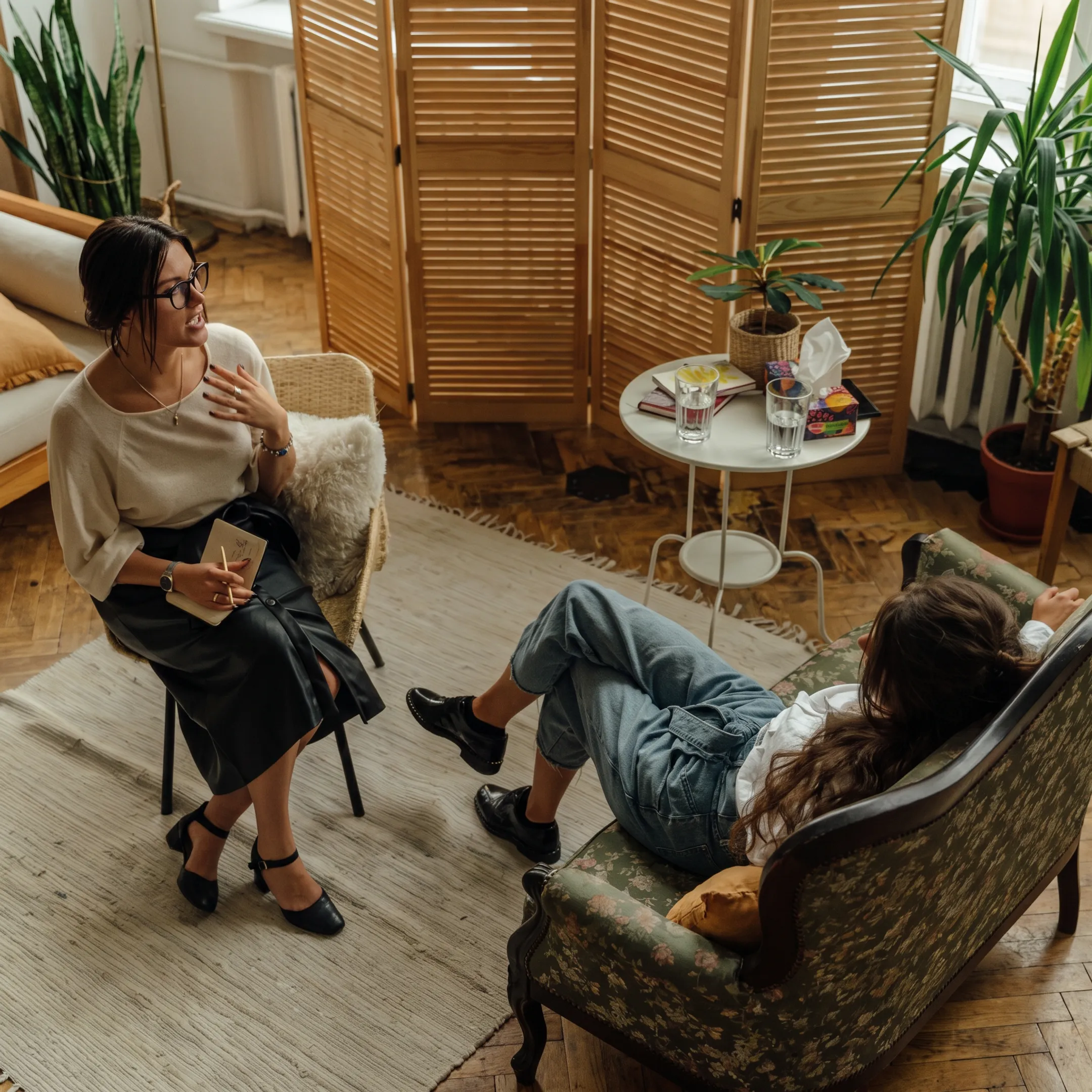 Therapist meeting with adult clients in a supportive Intensive Outpatient Program setting