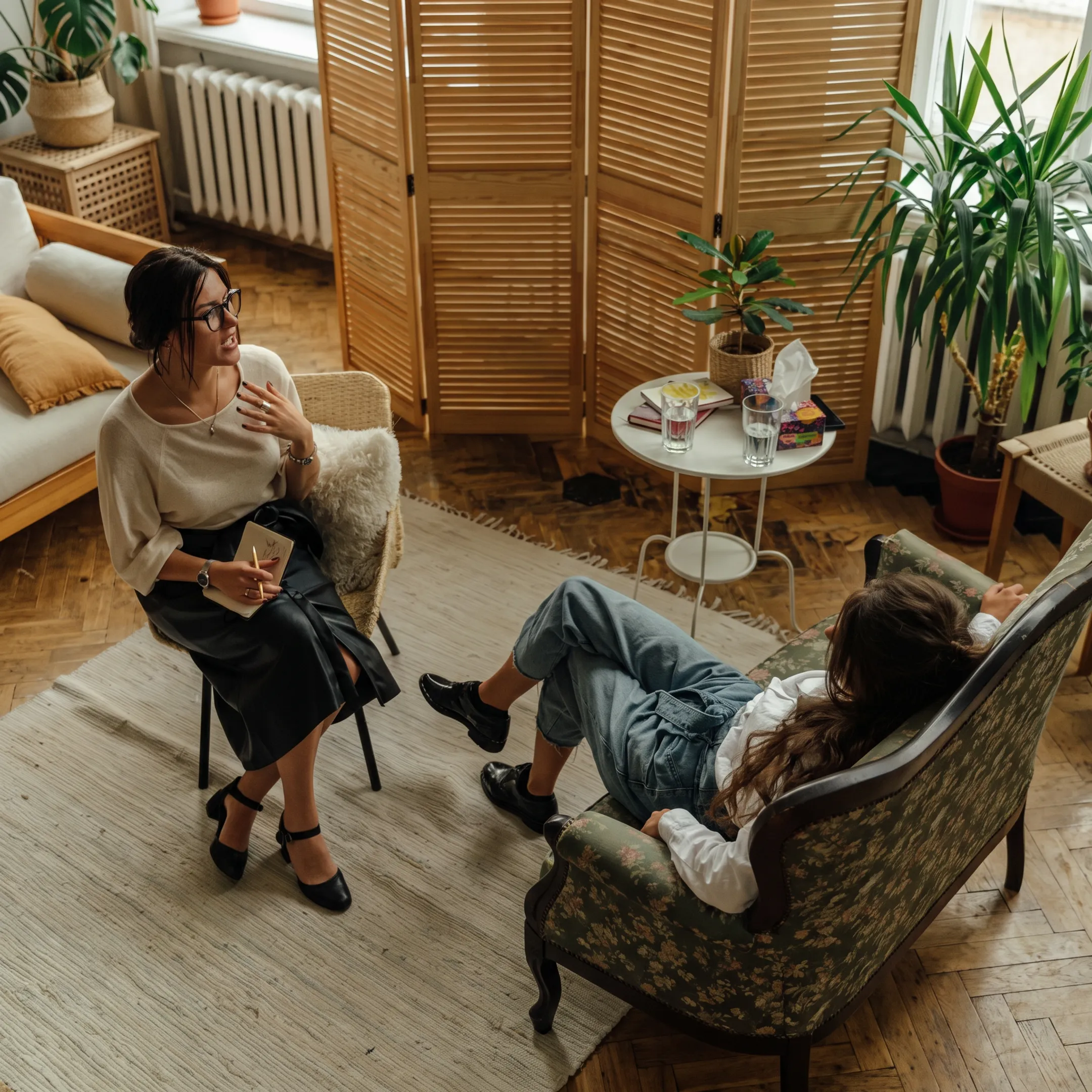 Clinician providing personalized residential mental health support to adult client