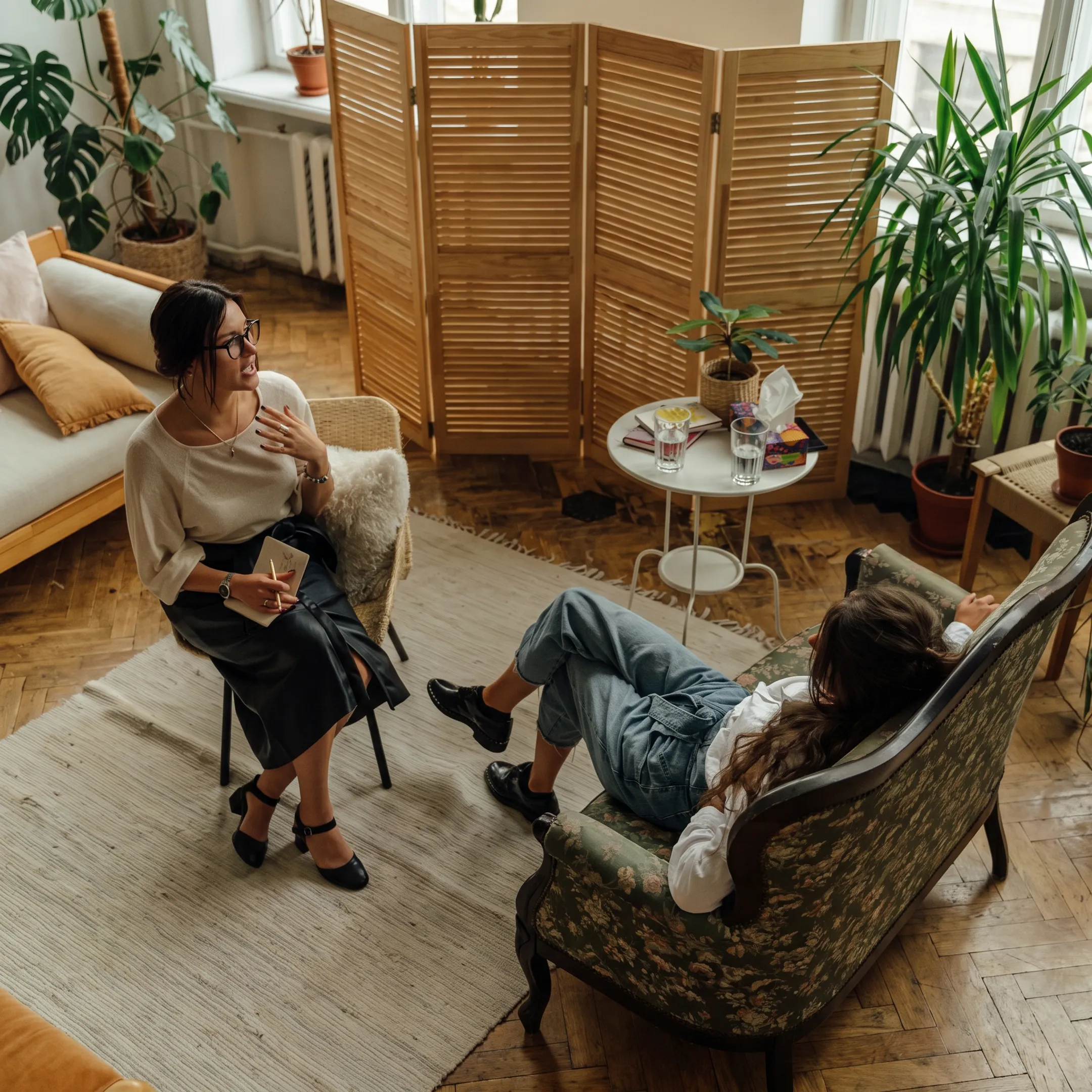 Clinician speaking with an adult during a behavioral health crisis consultation