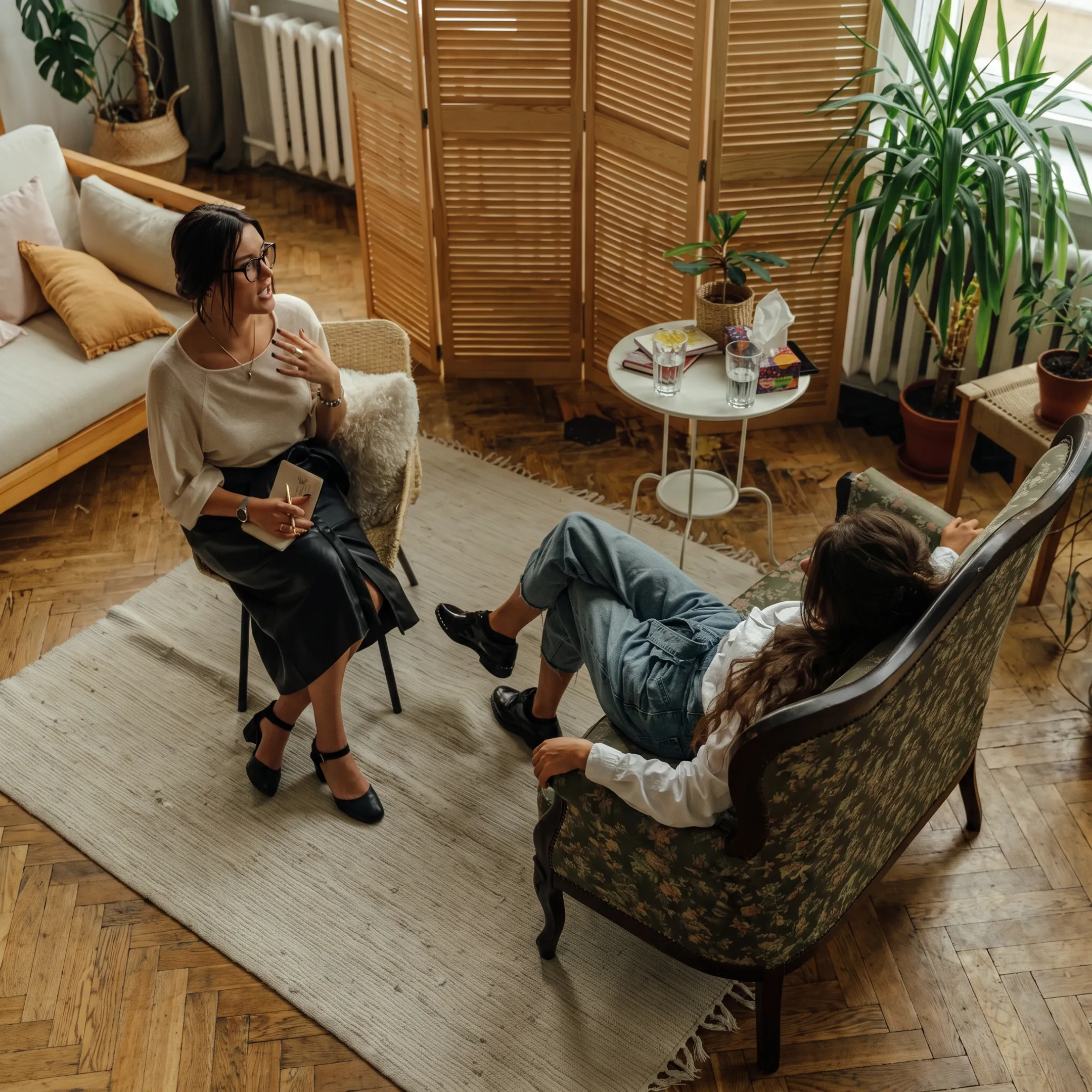 Adult participating in an evidence-based depression therapy session