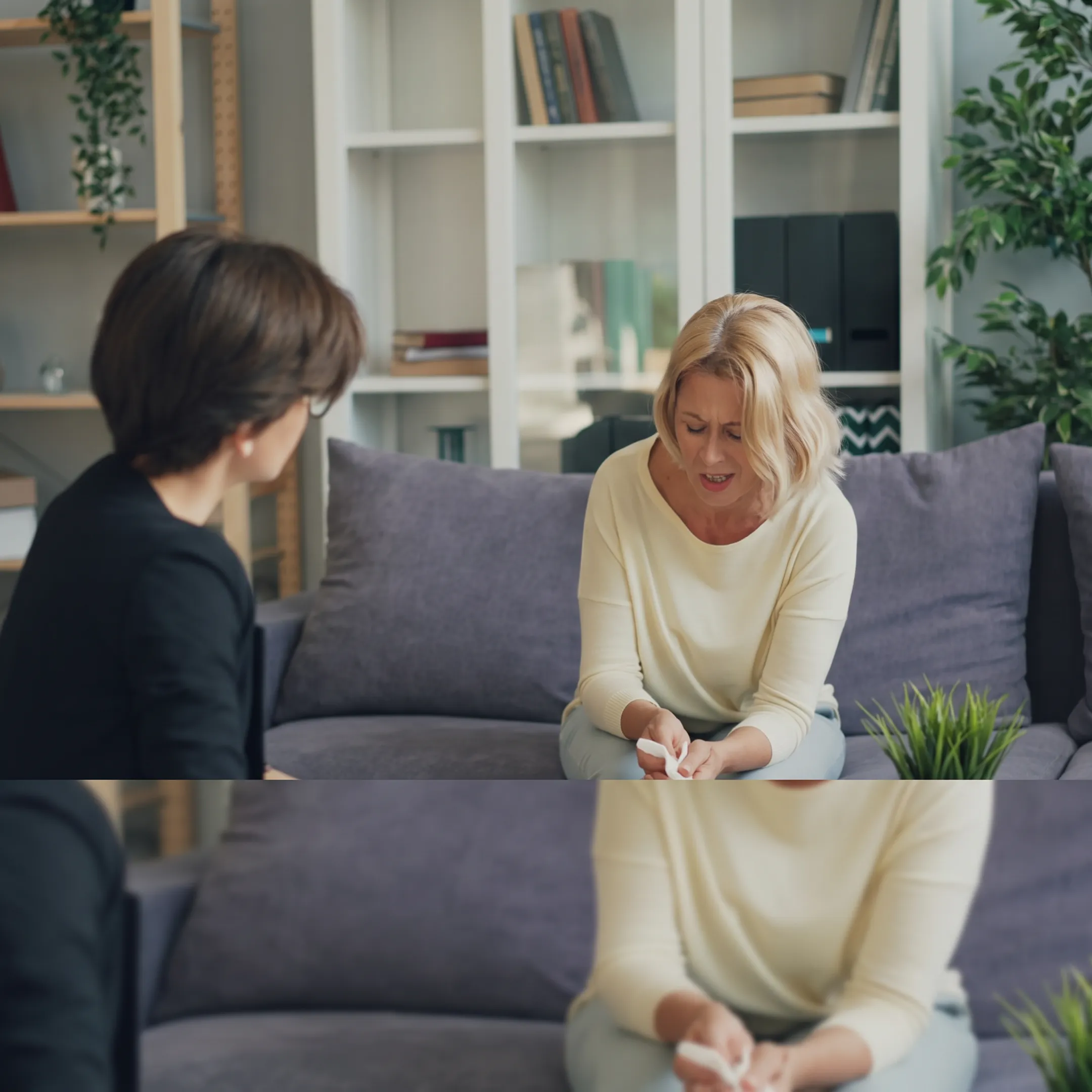 Adult client participating in online intensive outpatient mental health therapy