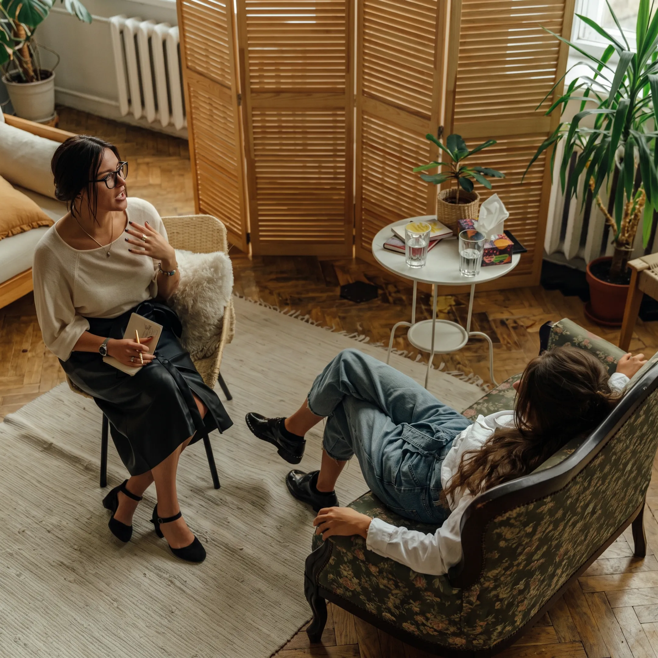 Mental health professional discussing assessment results with an adult client