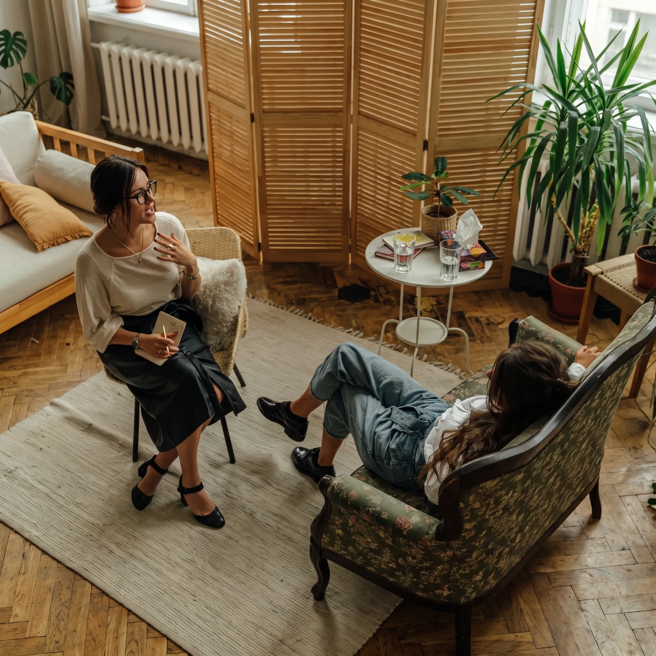 Clinician reviewing depression assessment information with a client