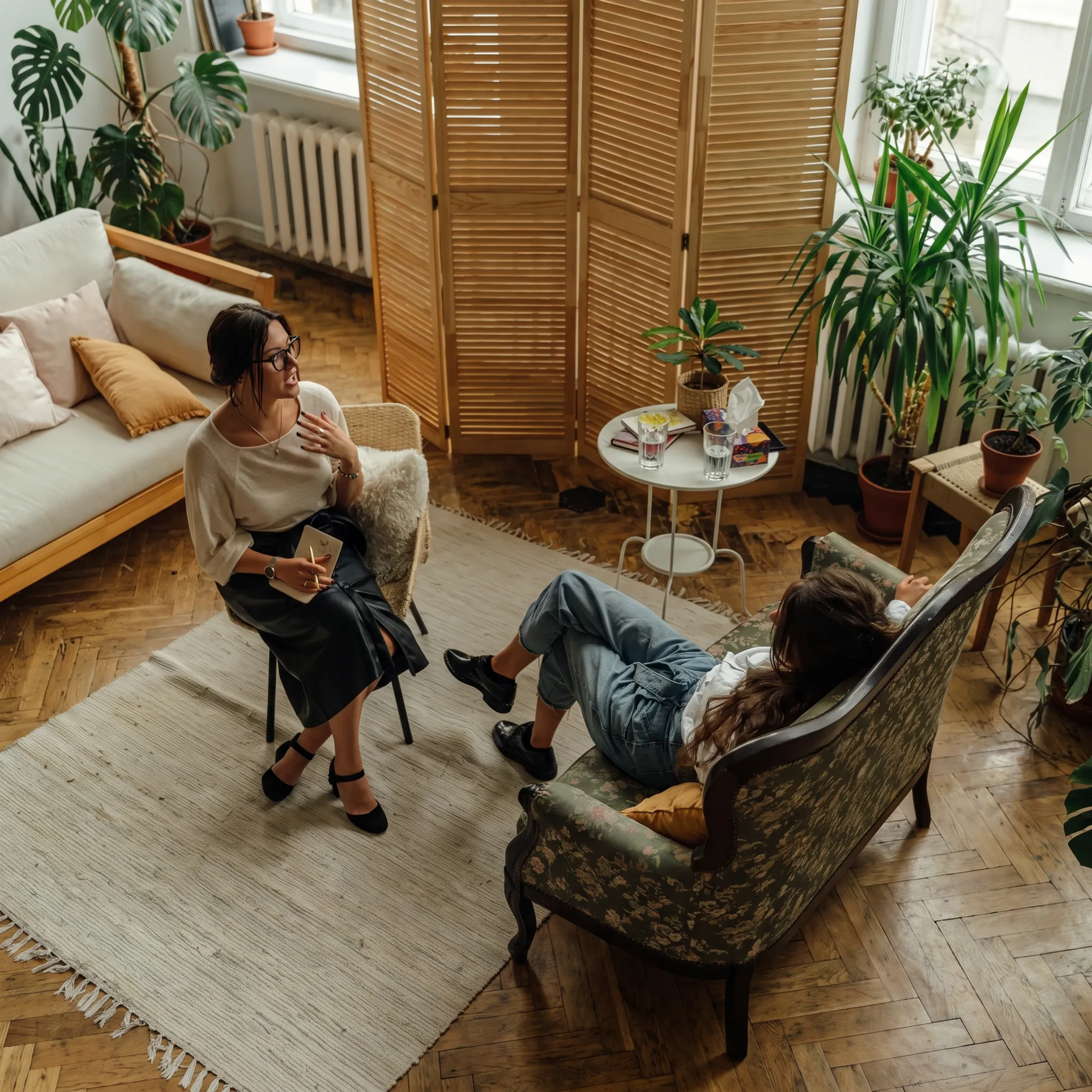 Young adult participating in a supportive residential therapy session