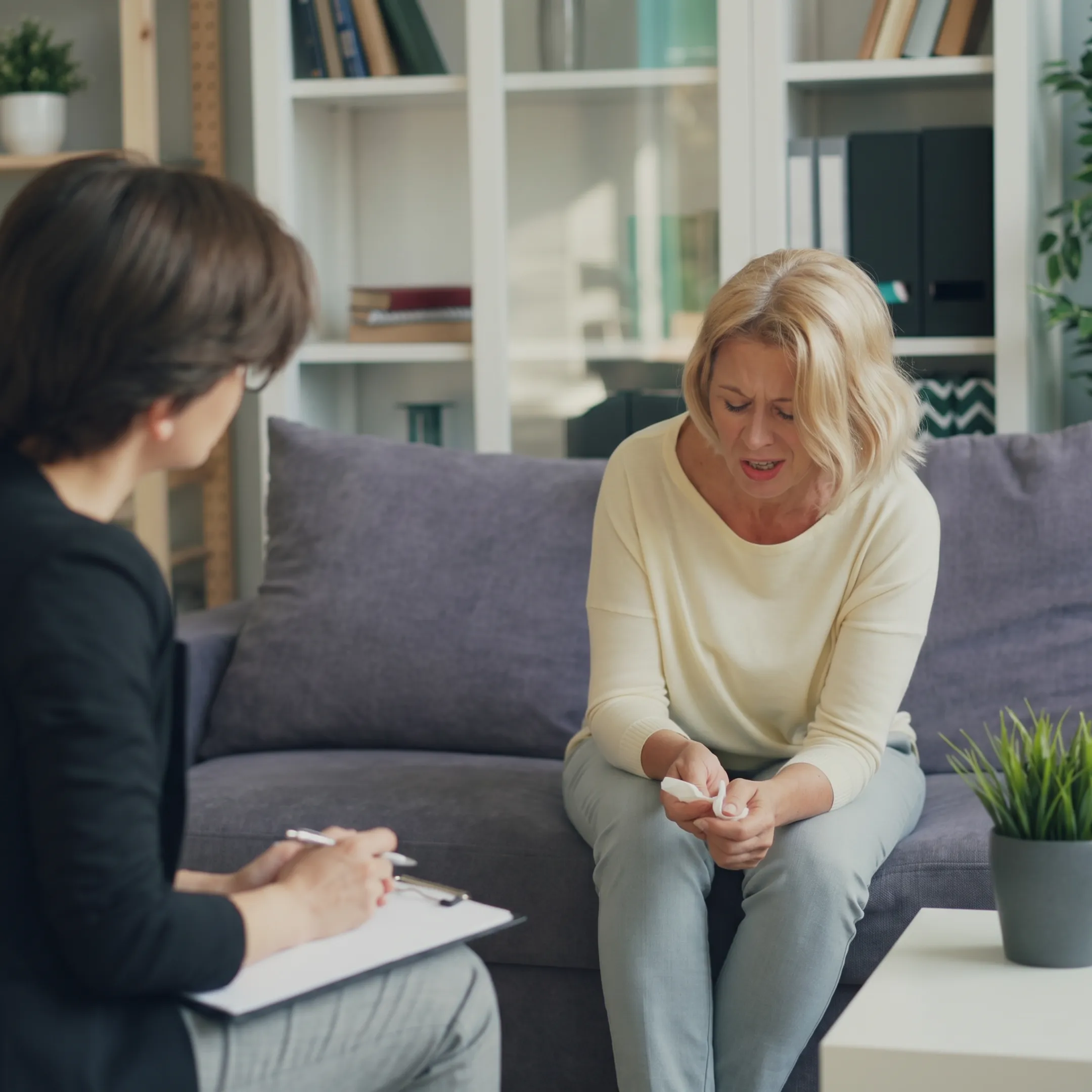 Adult receiving personalized outpatient behavioral health counseling