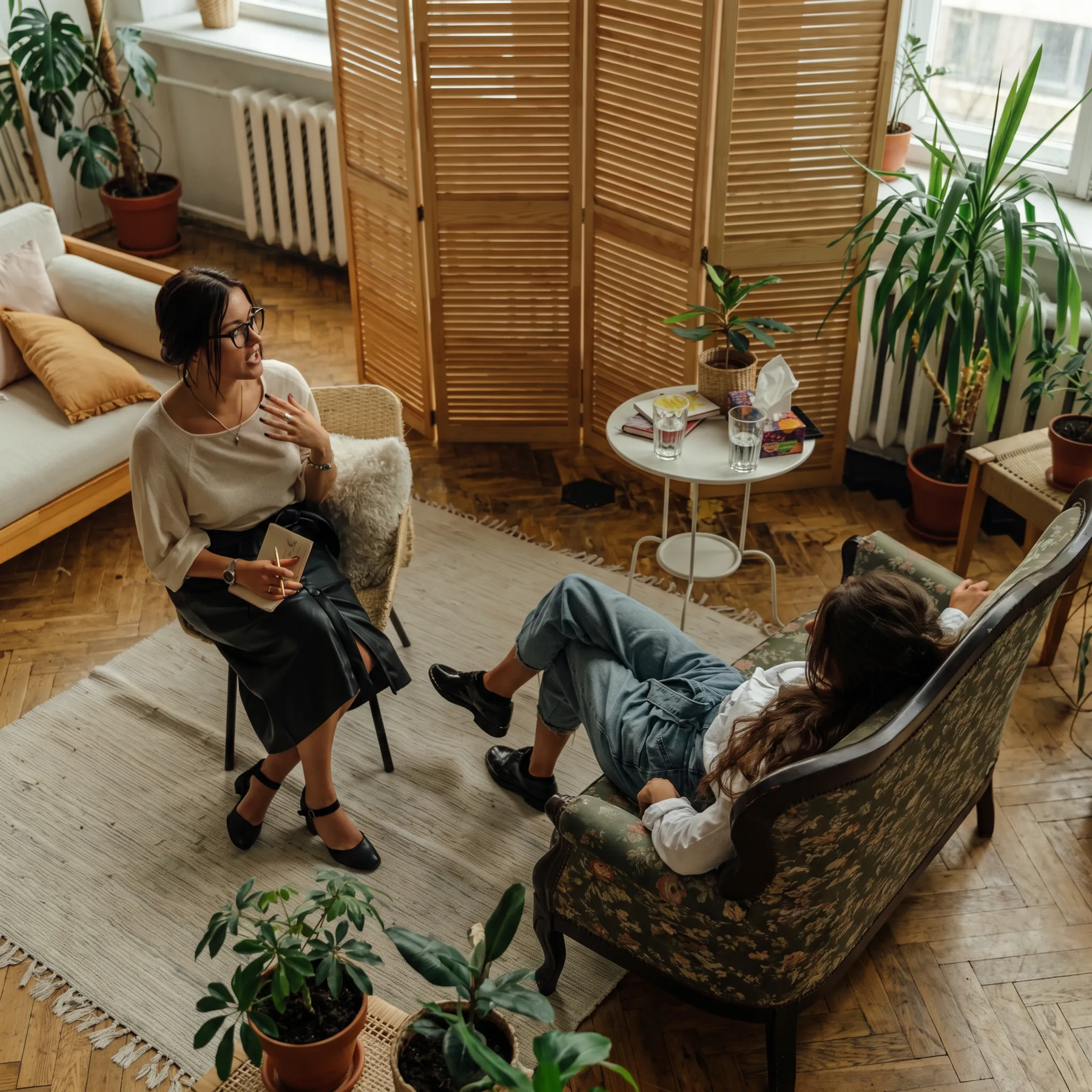 Adult client participating in trauma-informed behavioral health treatment