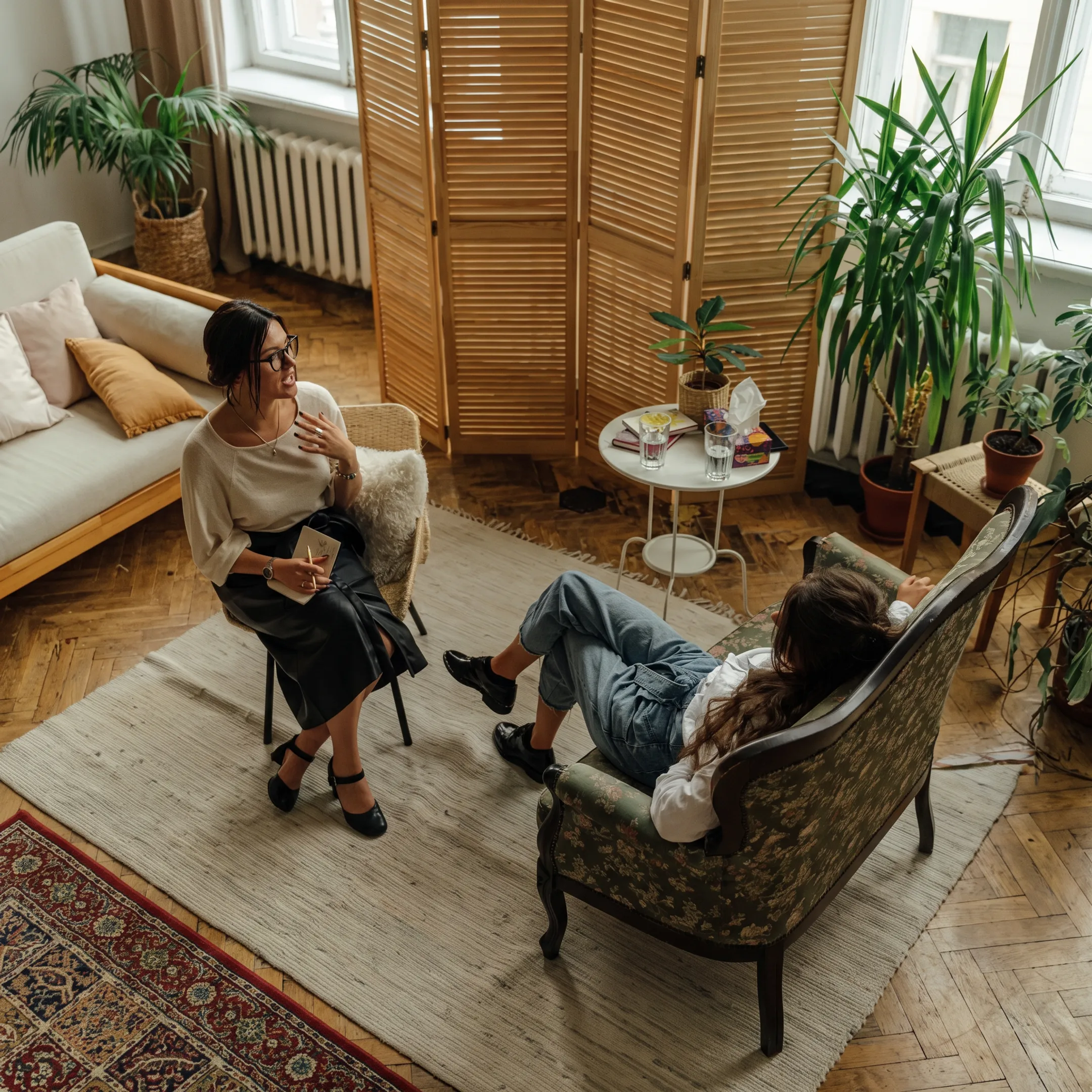 Clinician discussing a medication plan with an adult behavioral health client
