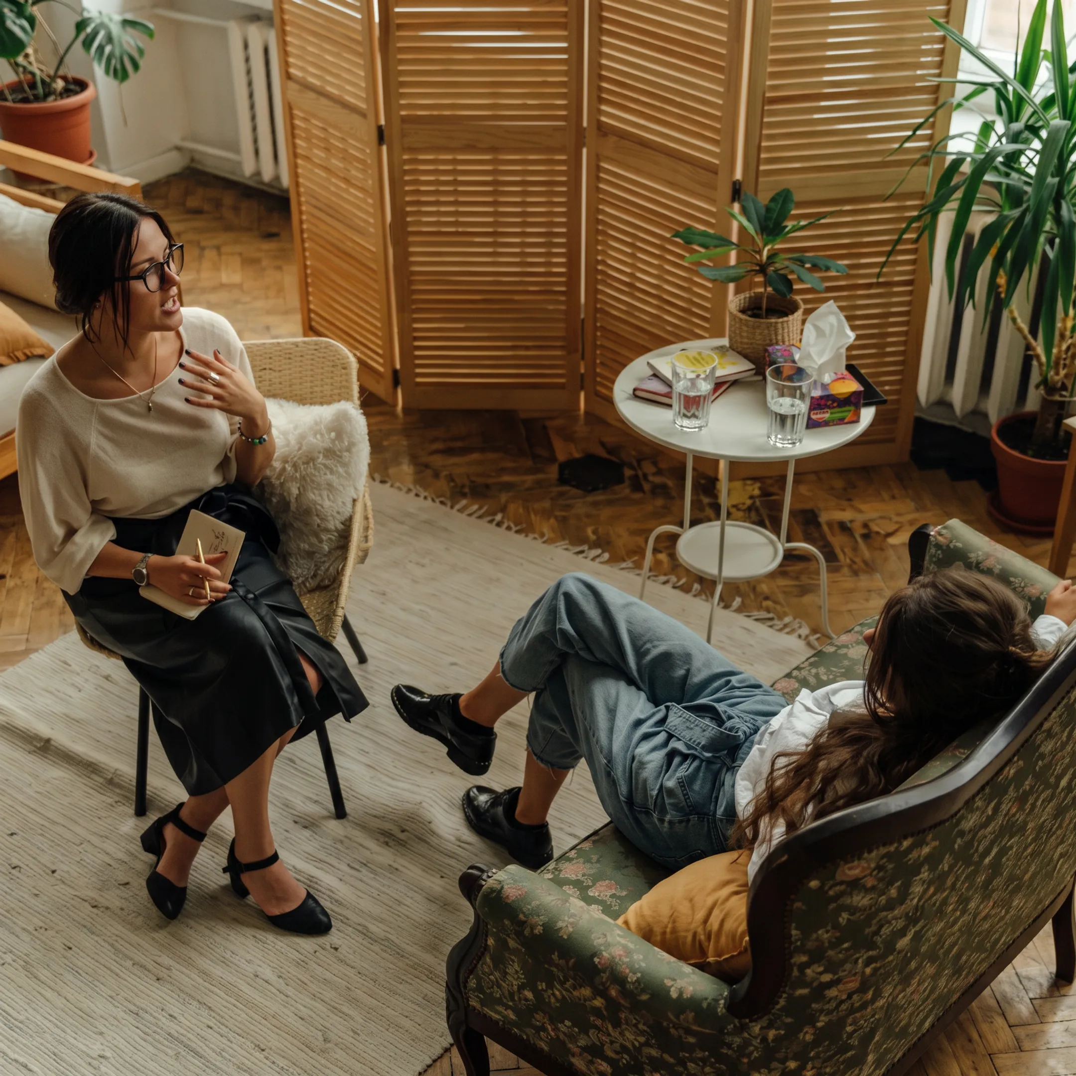 Adult client participating in an individualized behavioral health therapy session