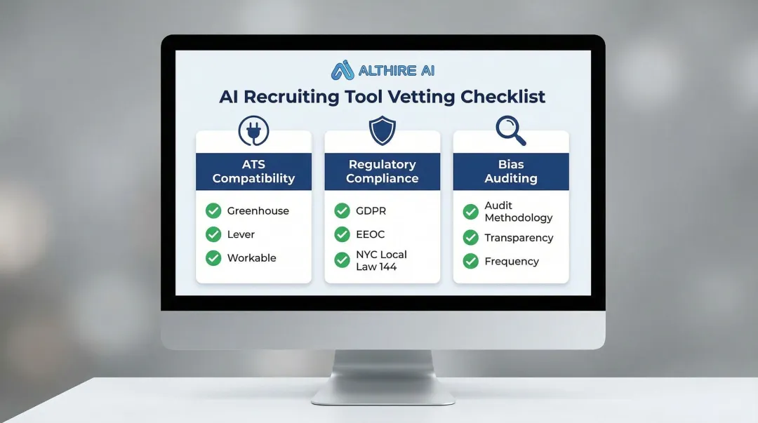 AI recruiting tool vendor vetting checklist covering ATS compliance and bias auditing criteria