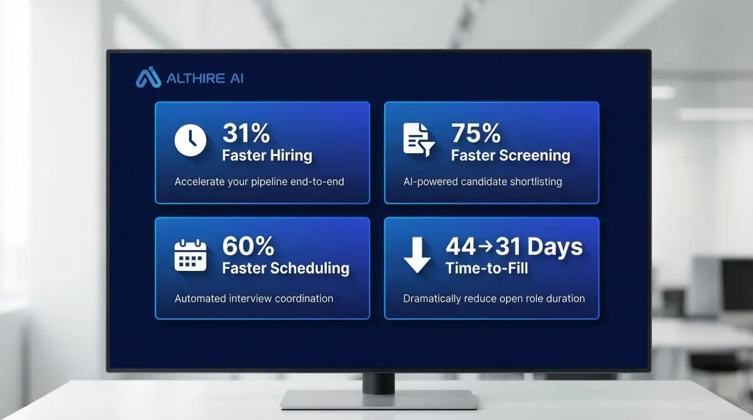 AI recruiting automation ROI metrics showing hiring speed and efficiency gains