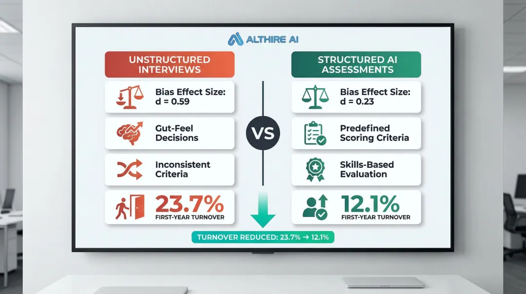 Structured versus unstructured interviews bias comparison and first-year turnover reduction data