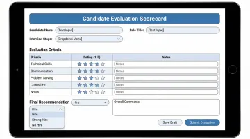 AltHire AI structured interview scorecard template showing candidate evaluation fields