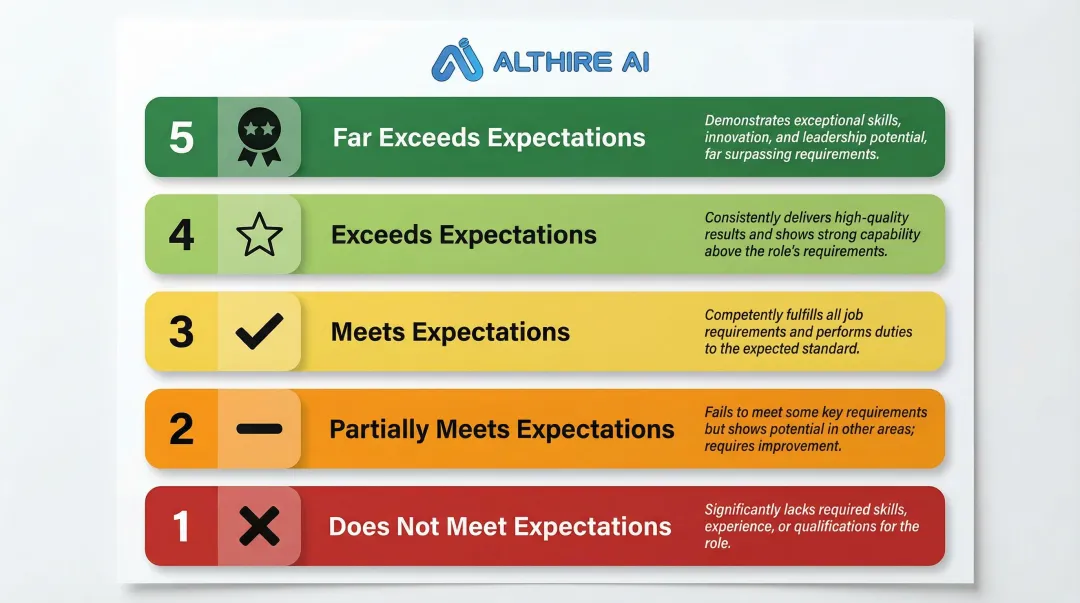 1 to 5 interview scorecard rating scale with performance descriptors