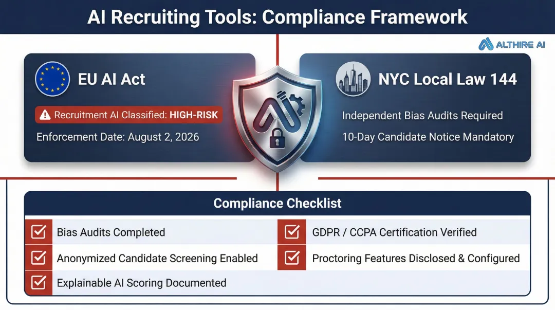 AI recruiting compliance requirements EU AI Act NYC Local Law 144 bias audit checklist