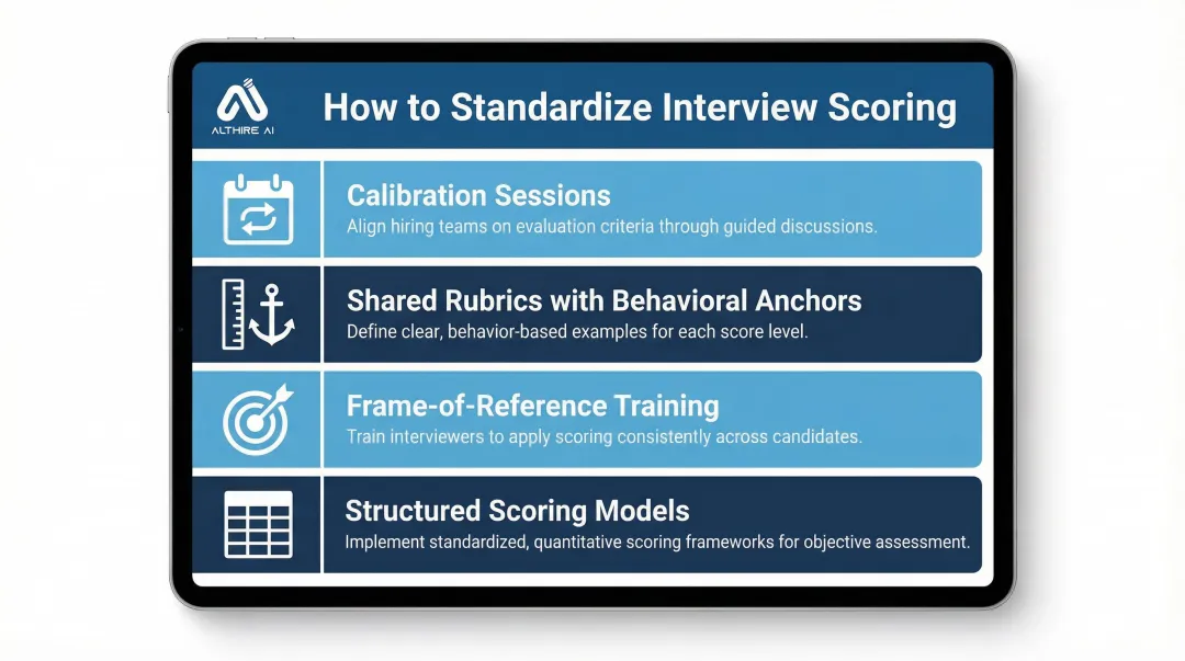 Four interviewer scoring consistency solutions comparison with behavioral anchors and calibration