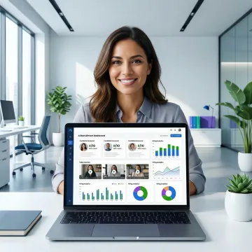 AI-powered recruitment platform dashboard showing candidate interview results and hiring analytics for a fast-growing company