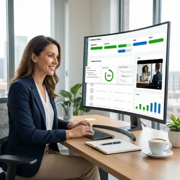 Recruiter reviewing AI-generated candidate interview report on a computer screen
