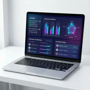 AI-powered hiring platform dashboard showing candidate interview analytics and job matching tools