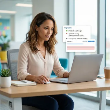 Recruiter reviewing a candidate's live coding session report on a laptop dashboard