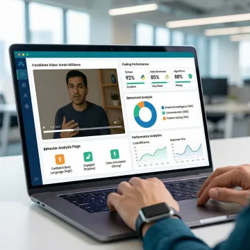 AI-powered coding interview platform displaying candidate performance analytics dashboard