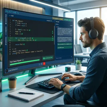 AI interview assistant conducting a live coding assessment on a developer's screen