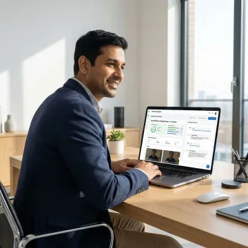 Recruiter reviewing AI-generated candidate interview report on a laptop dashboard