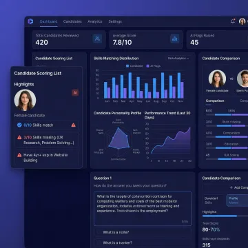 AI interview platform dashboard showing candidate vetting and scoring interface