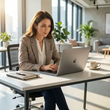 Recruiter reviewing AI-generated candidate interview report on laptop