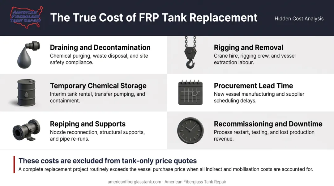 Hidden FRP tank replacement costs beyond tank price budget breakdown chart