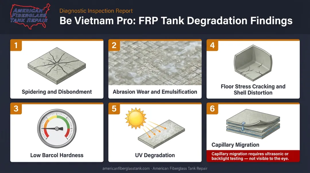 Six common FRP tank failure modes found during neglected inspection assessment
