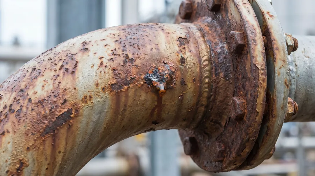 Industrial chemical storage tanks showing exterior corrosion and surface degradation