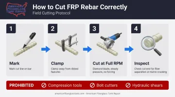4-step FRP rebar cutting process using diamond blade saw