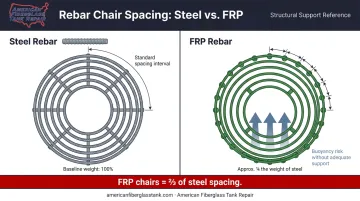 FRP rebar chair spacing comparison versus steel rebar support intervals