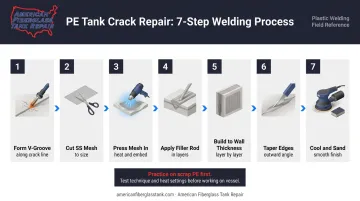7-step plastic welding with stainless mesh reinforcement repair process flow