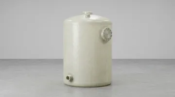 Small FRP vertical bulk storage tank with standard fittings and manway