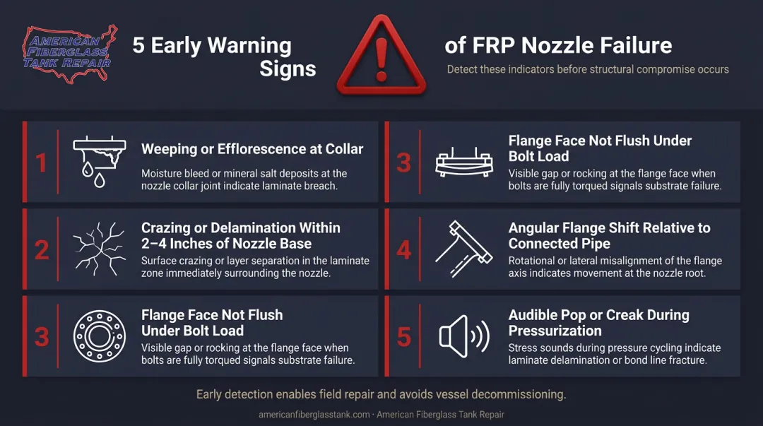 Five early warning signs of FRP tank nozzle failure before through-wall leakage