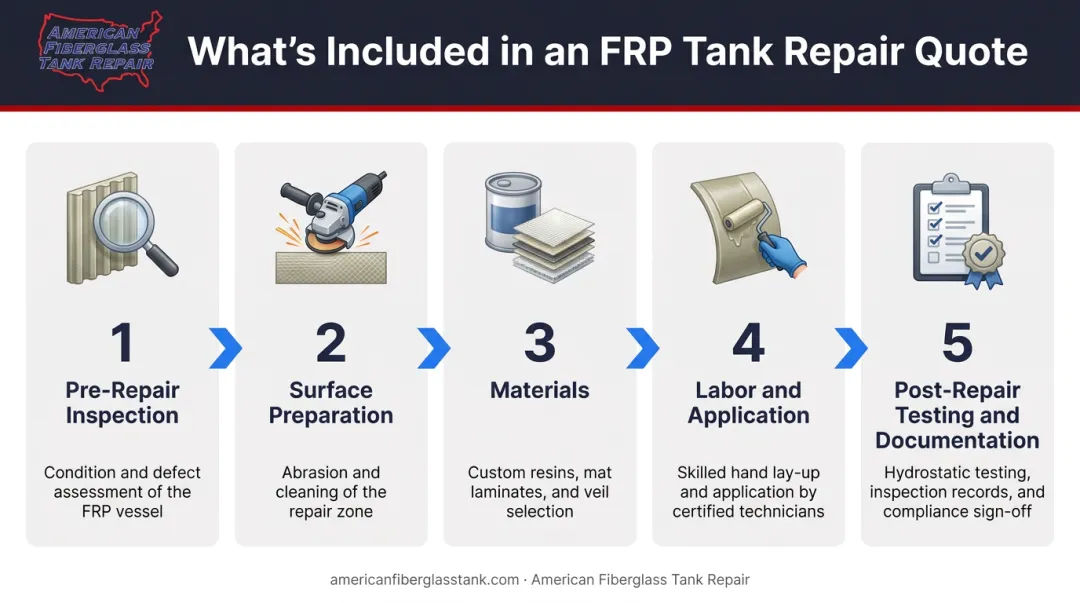 Five components of a professional FRP tank repair quote process breakdown