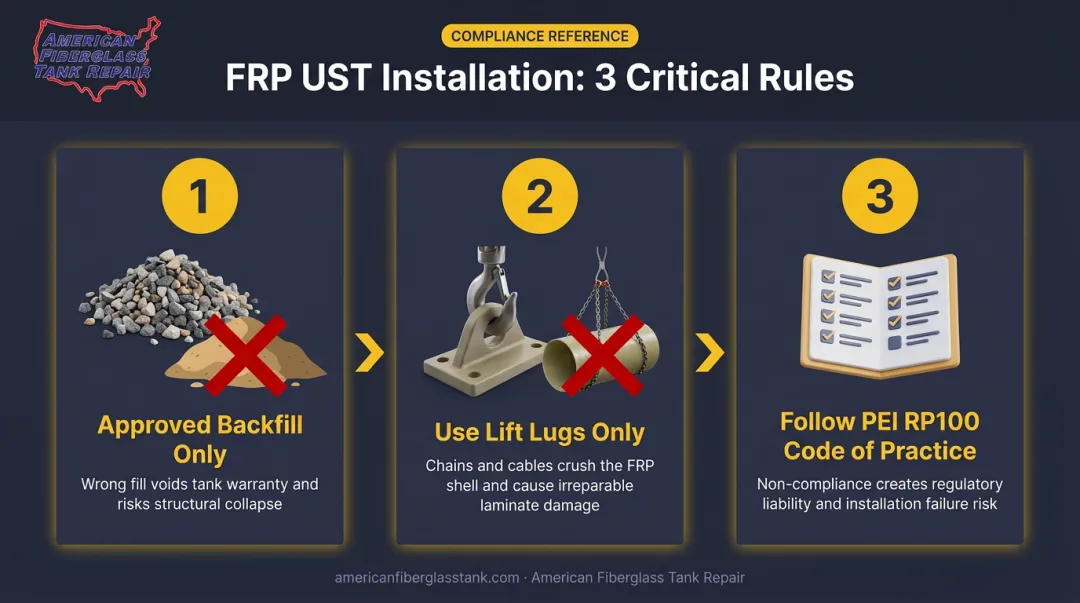 Three critical fiberglass UST installation steps to prevent structural failure
