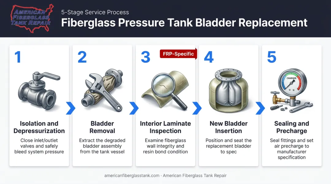 5-step fiberglass pressure tank bladder replacement process flow diagram