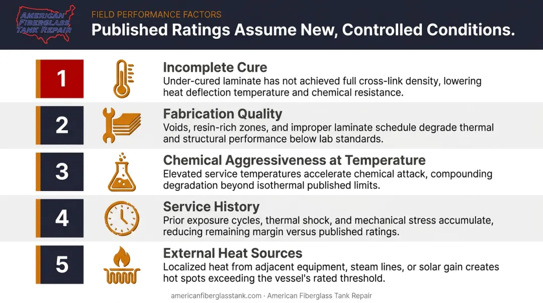 Five field factors that reduce FRP vessel thermal performance margins in service