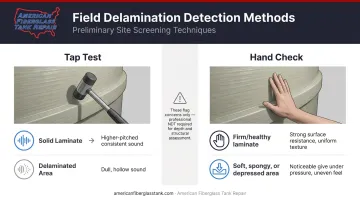 Two field methods for detecting FRP tank delamination tap test and hand check